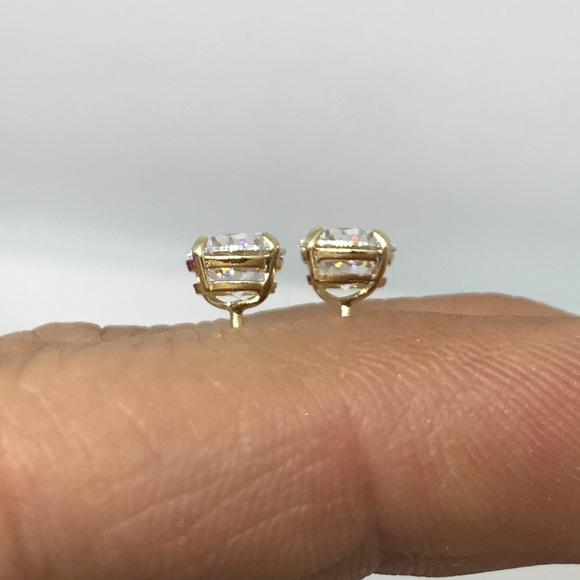Last Pair left 2 carat lab created diamonds 14k yellow gold - Picture 4 of 8